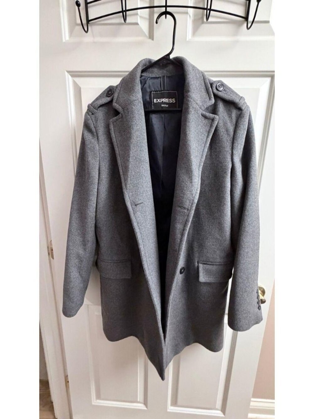 Express Wool Blend Overcoat Gray Men's M